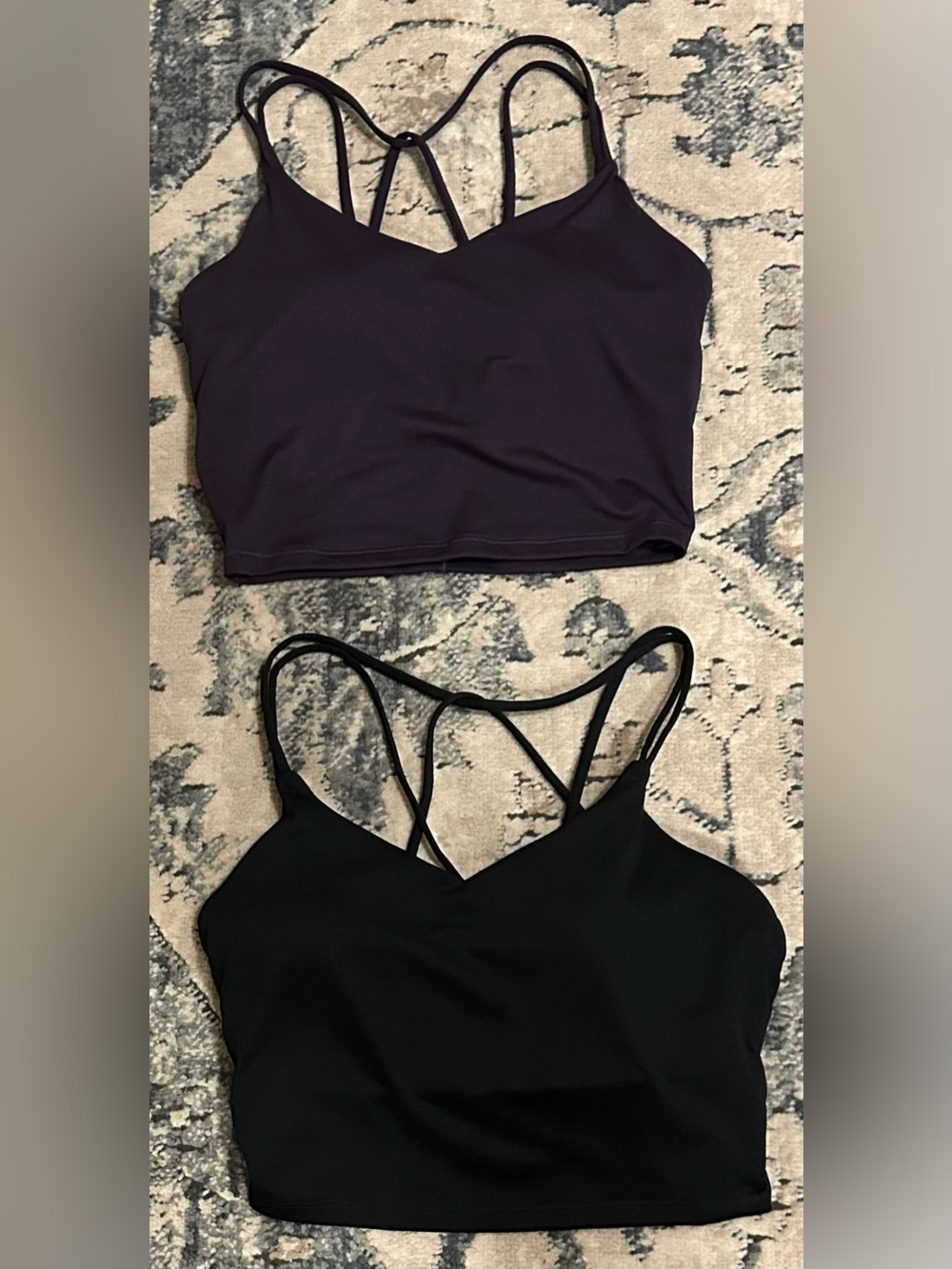Old Navy Active Duo: Strappy Cropped Sports Tanks with Built-in Bra - Sz M